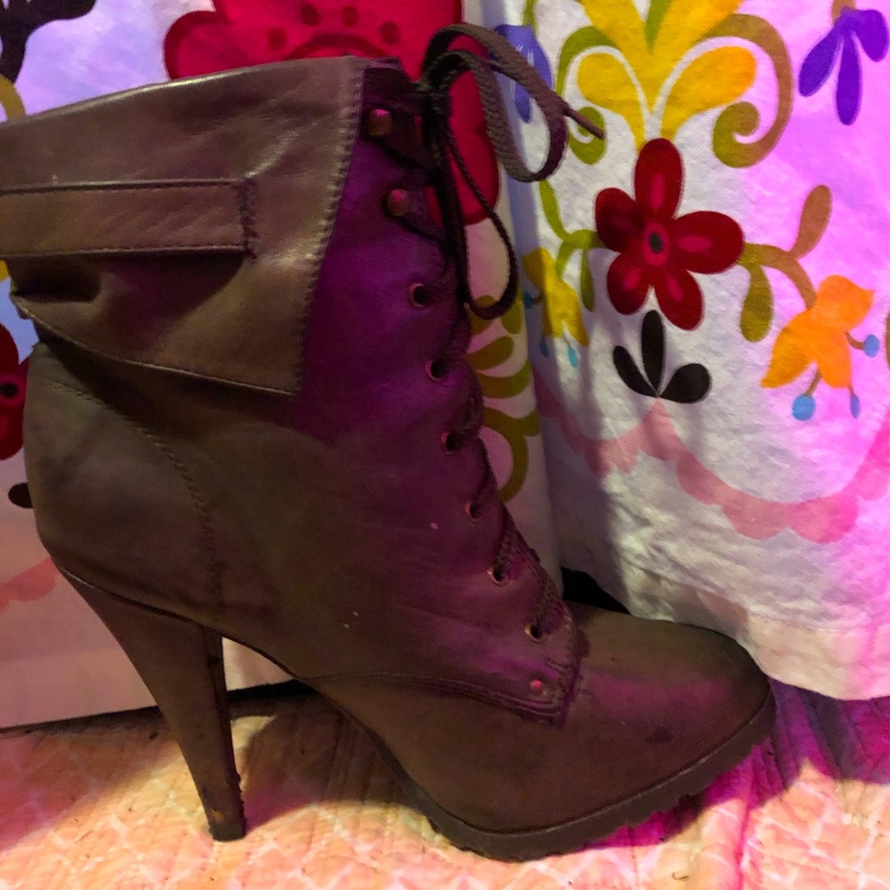 Brown boots with heels
